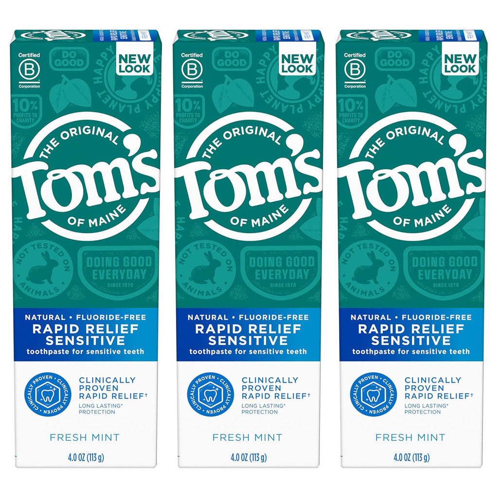 Rapid Relief Sensitive Toothpaste, Fresh Mint, 3 Pack, 4 Oz