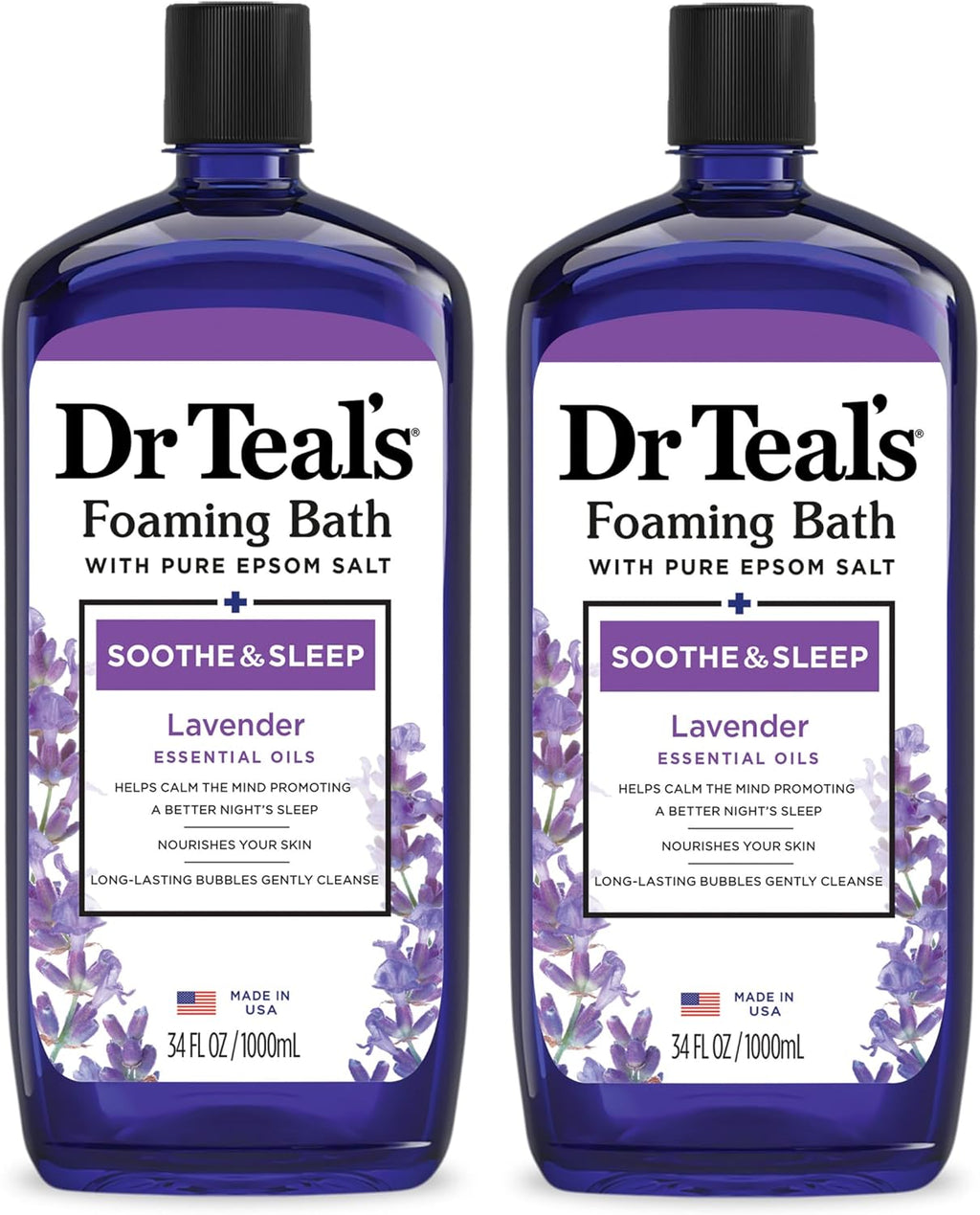 Lavender Foaming Bath with Pure Epsom Salt - Soothe & Sleep - 34 Fl Oz (Pack of 2)