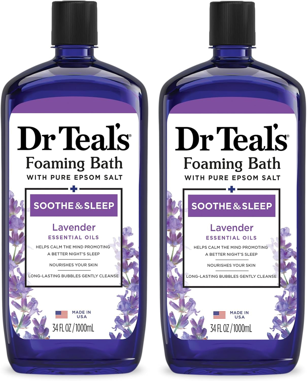 Lavender Foaming Bath with Pure Epsom Salt - Soothe & Sleep - 34 Fl Oz (Pack of 2)