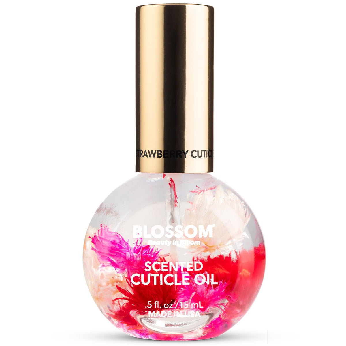Cuticle Oil for Nails, Infused with Real Flowers, Rose, 0.5 Fl. Oz