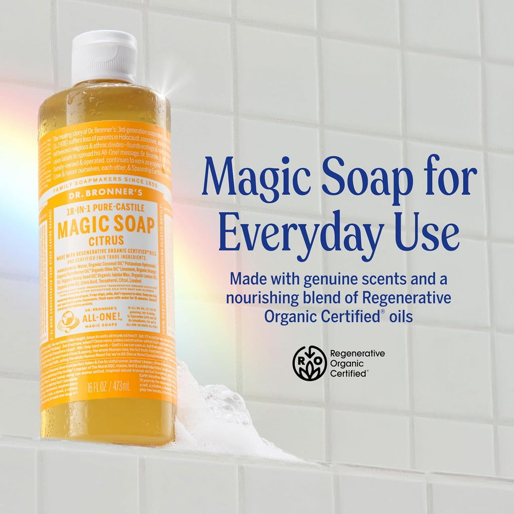 Citrus Pure-Castile Liquid Soap, Body Wash, 32 Oz 2-Pack