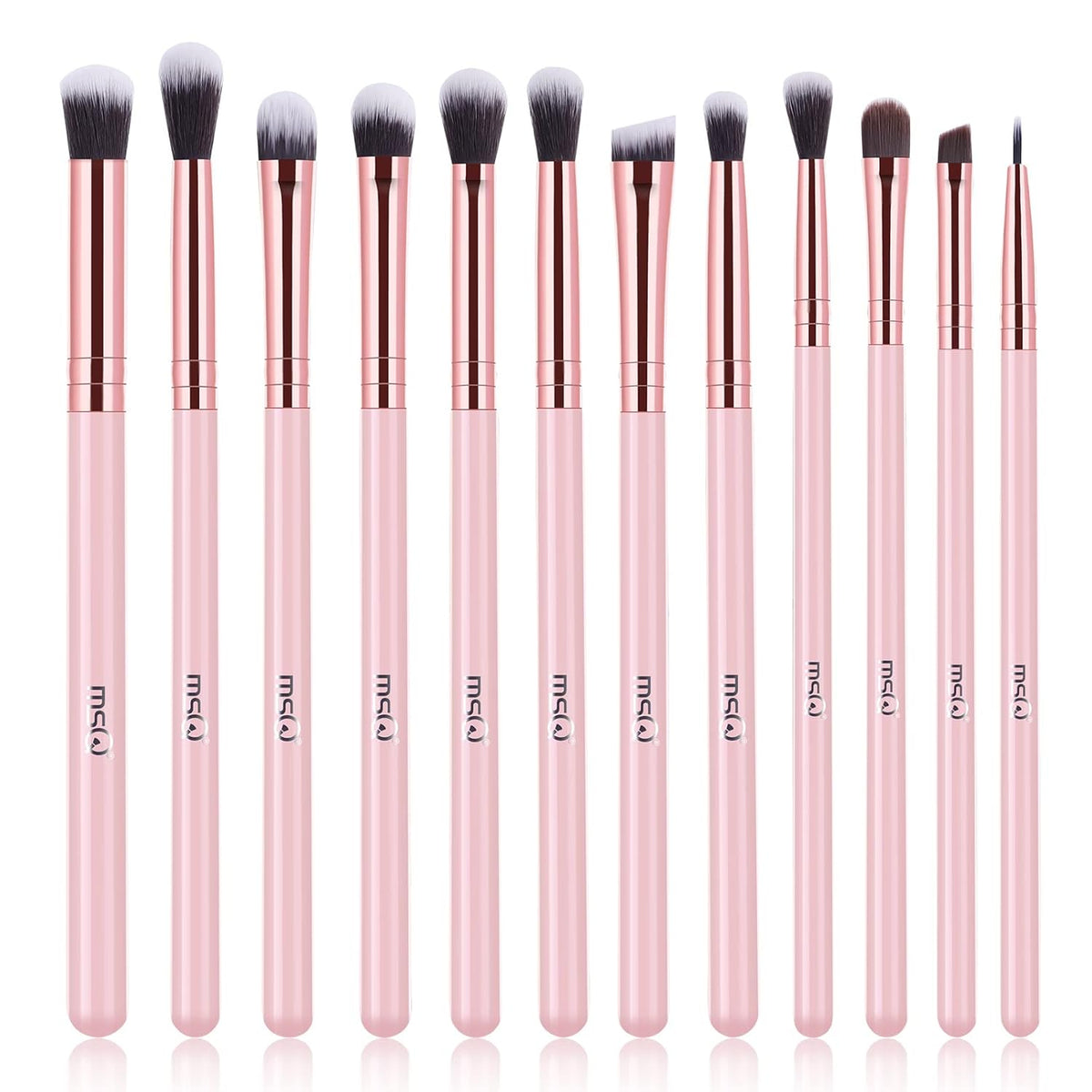 12-Piece Eye Makeup Brush Set - Soft Synthetic Hair & Long Wooden Handles for Perfect Eyeshadow, Eyeliner, Eyebrow & Blending (Black)