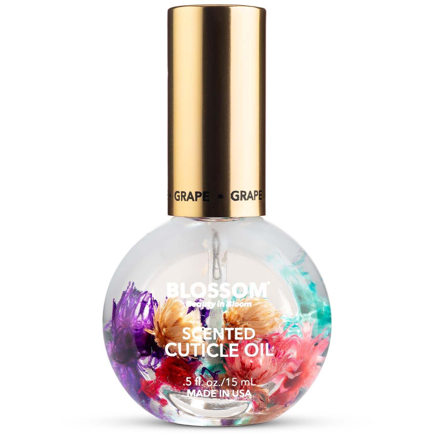 Cuticle Oil for Nails, Infused with Real Flowers, Rose, 0.5 Fl. Oz