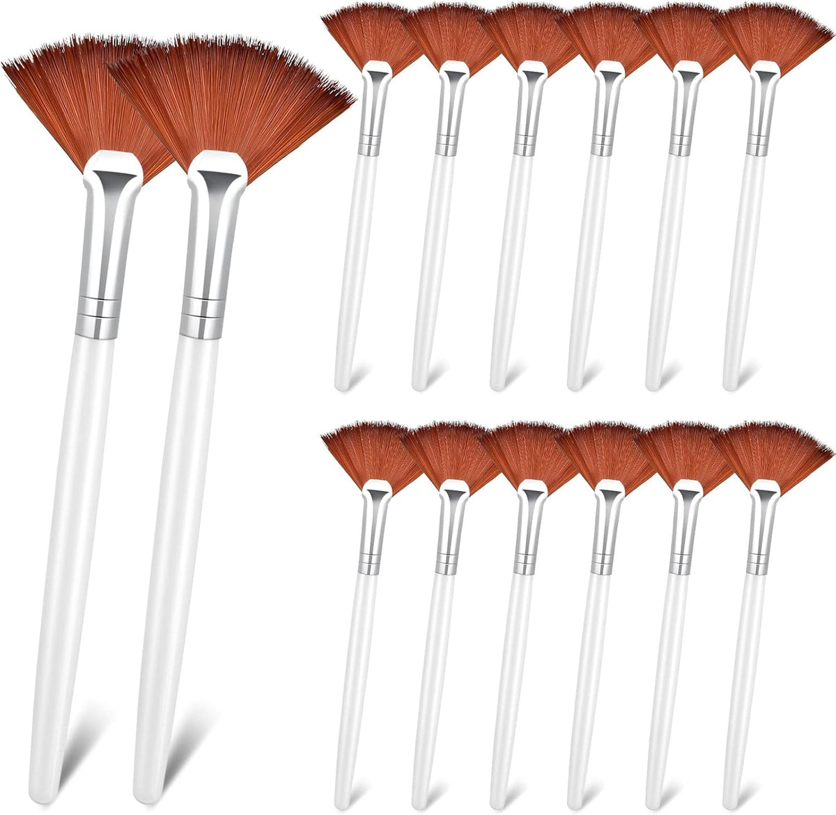 14 Pieces Facial Fan Mask Brushes, Brown