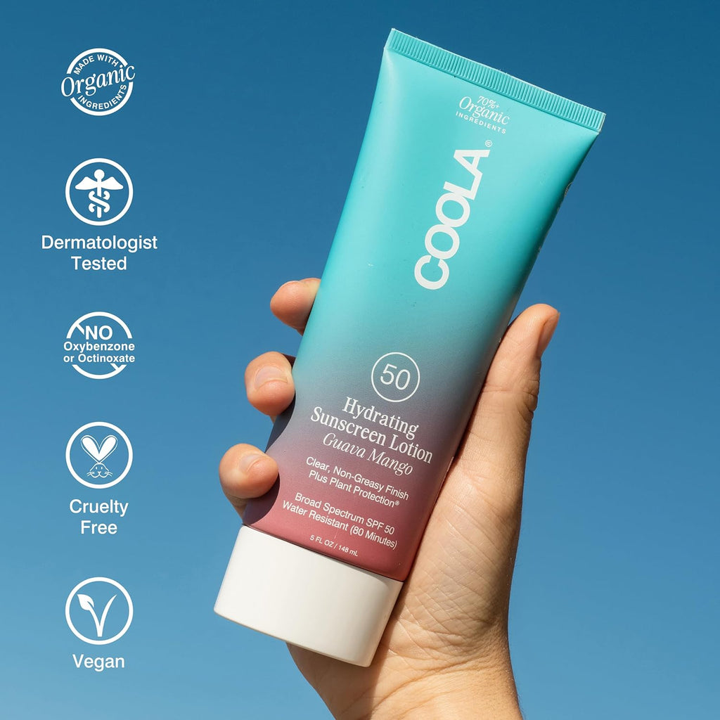 COOLA Hydrating SPF 50 Sunscreen Lotion,Guava Mango Scented, 5 Oz