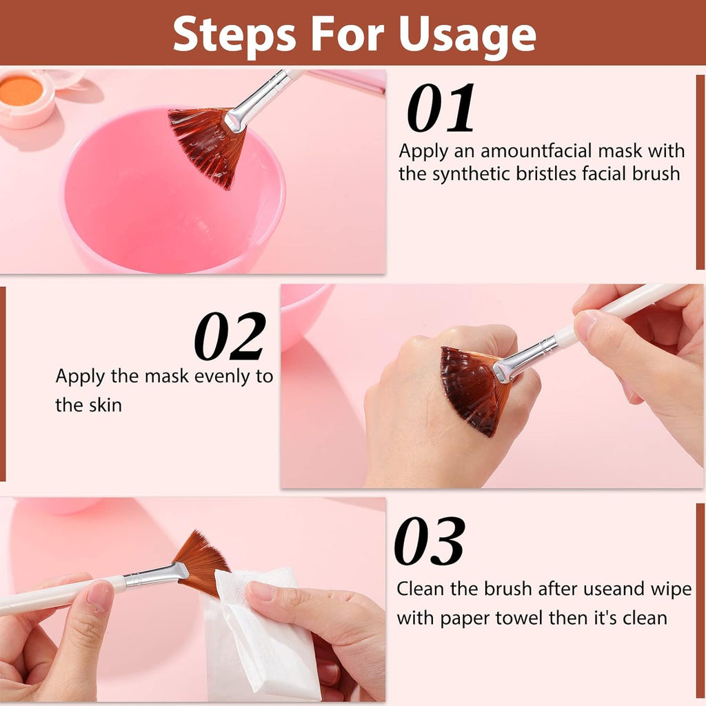 14 Pieces Facial Fan Mask Brushes, Brown