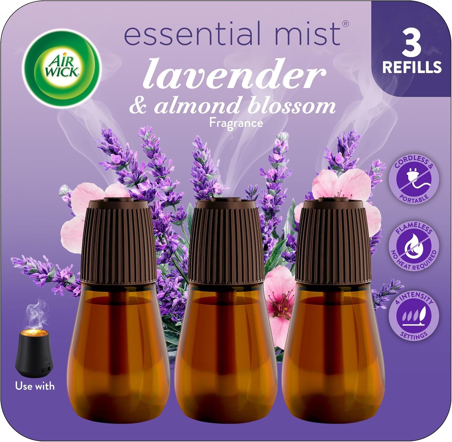 Essential Mist, Lavender & Almond Blossom Diffuser Refill, 3 Count