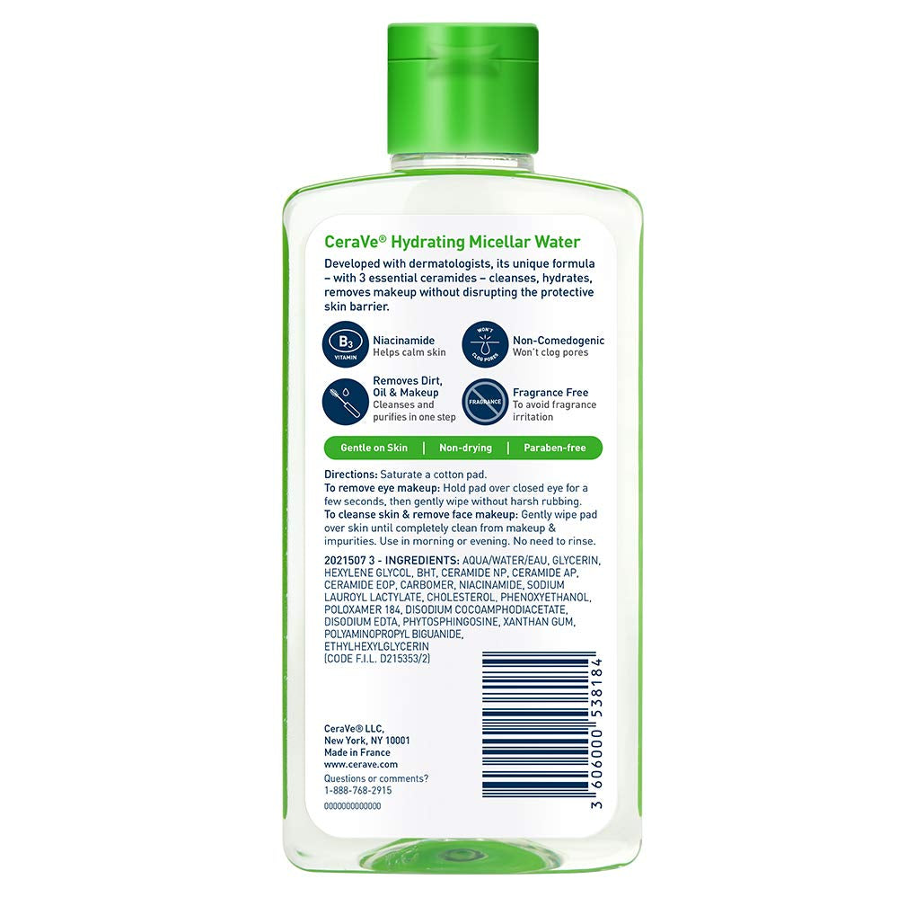 Micellar Water, Hydrating Facial Cleanser & Eye Makeup Remover, 10Oz