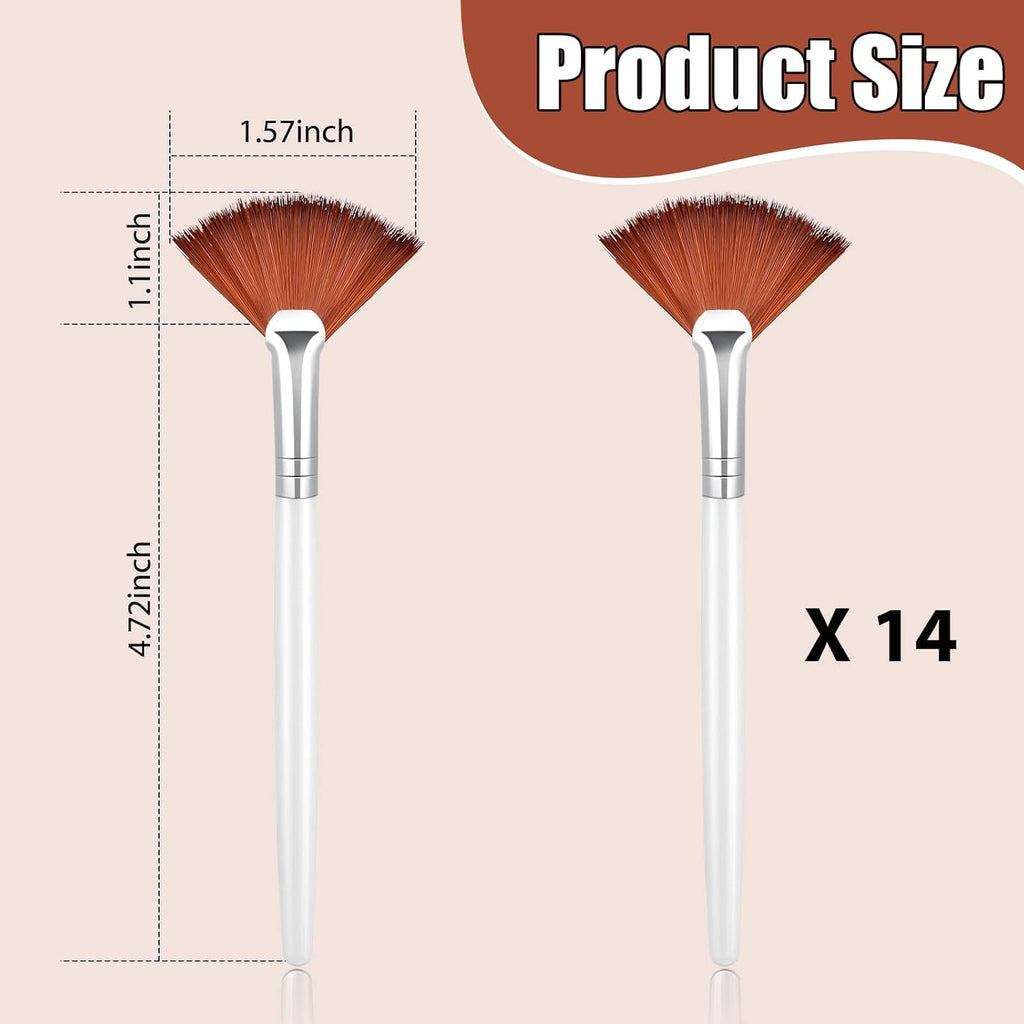 14 Pieces Facial Fan Mask Brushes, Brown
