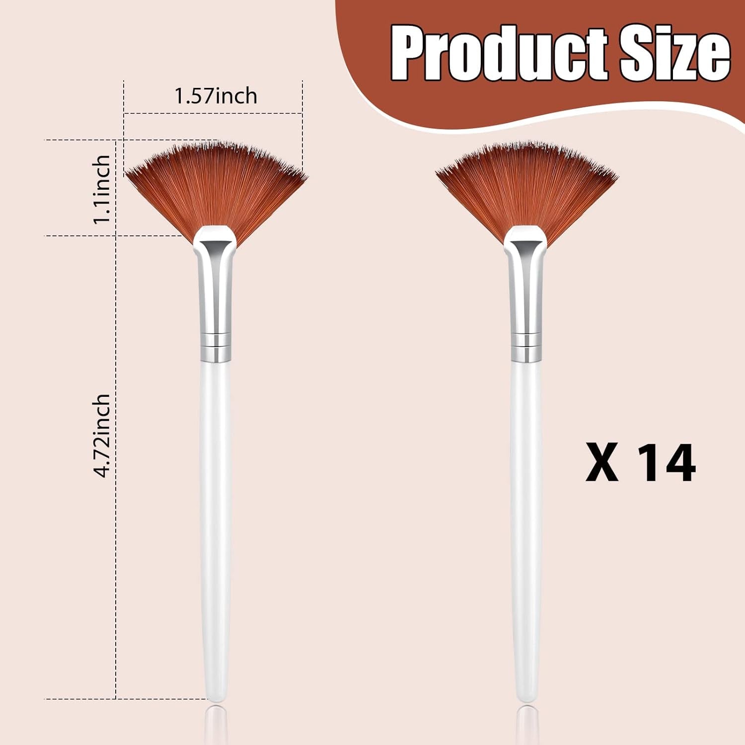 14 Pieces Facial Fan Mask Brushes, Brown