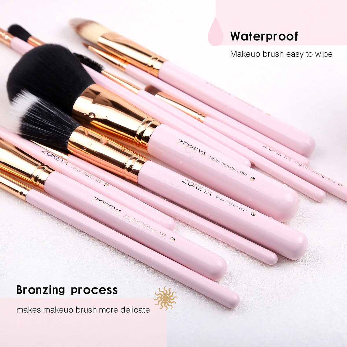 12-Piece Pink Makeup Brush Set - Travel-Friendly Organizer with Bonus Makeup Sponge for Flawless Application