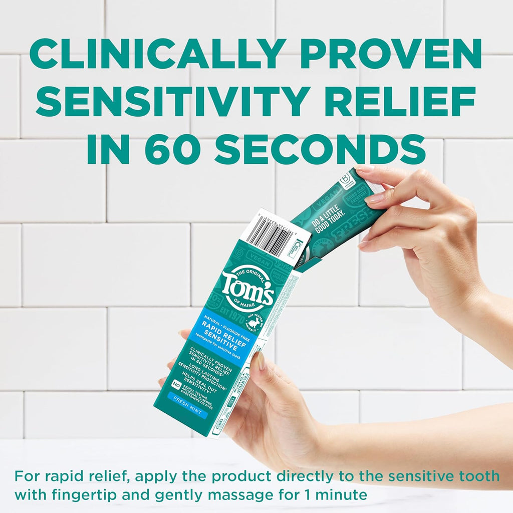 Rapid Relief Sensitive Toothpaste, Fresh Mint, 3 Pack, 4 Oz