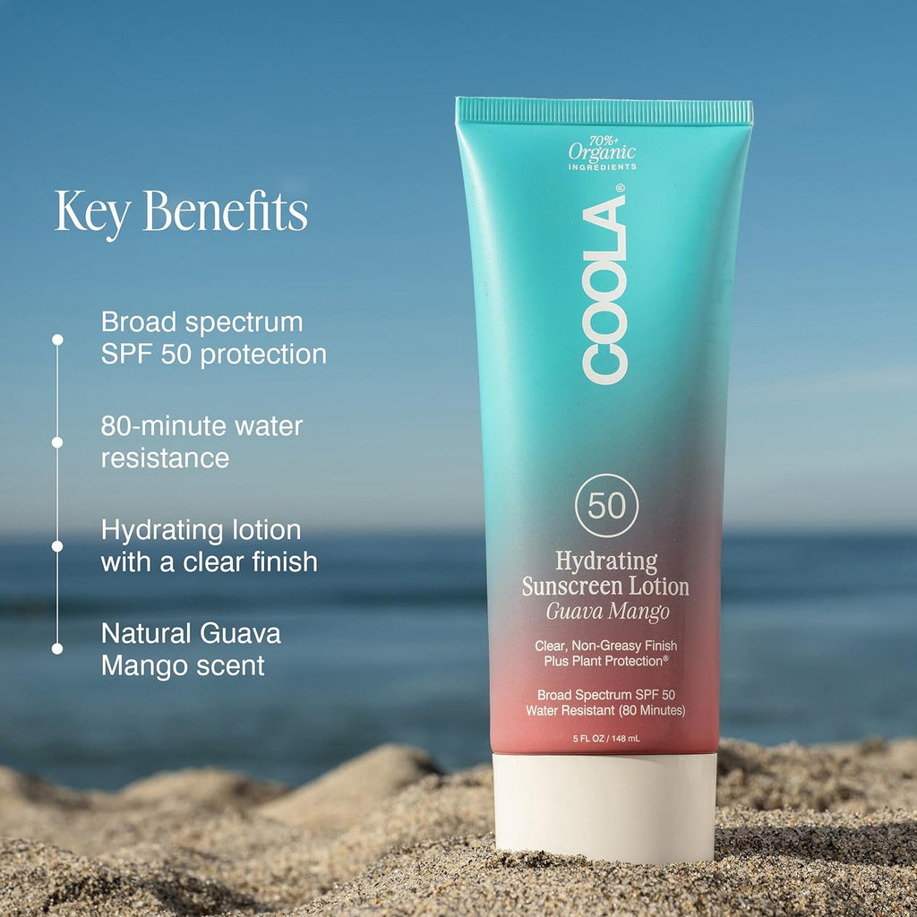 COOLA Hydrating SPF 50 Sunscreen Lotion,Guava Mango Scented, 5 Oz