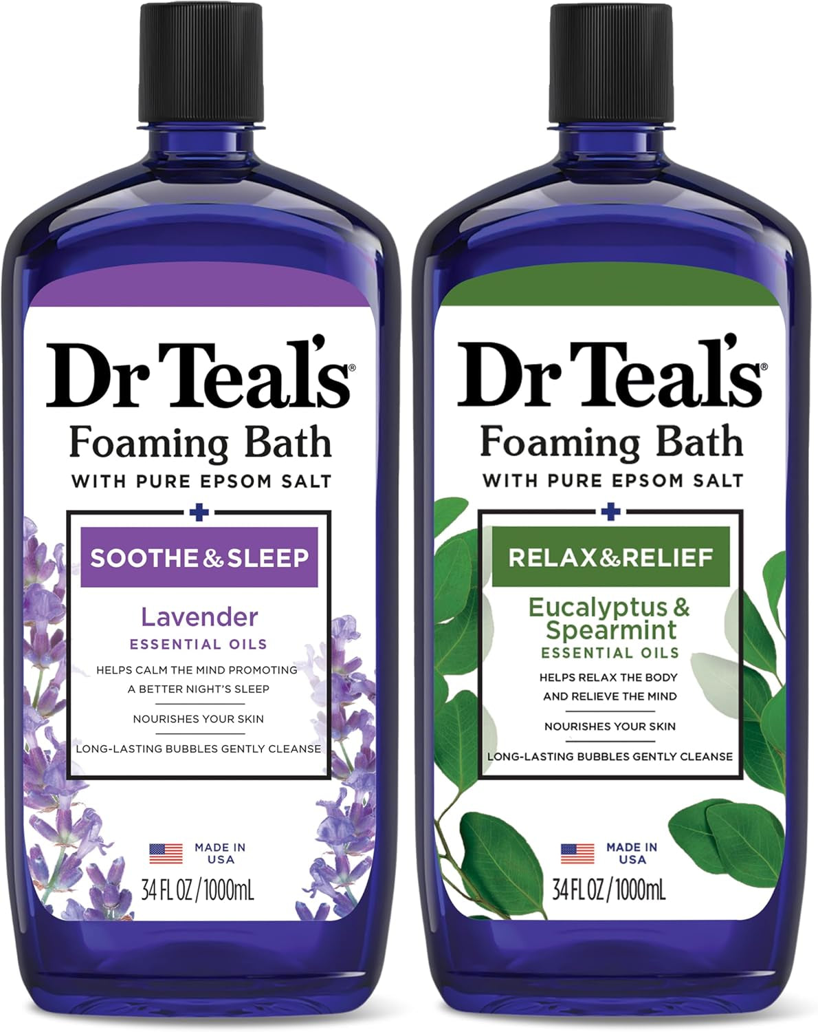 Lavender Foaming Bath with Pure Epsom Salt - Soothe & Sleep - 34 Fl Oz (Pack of 2)