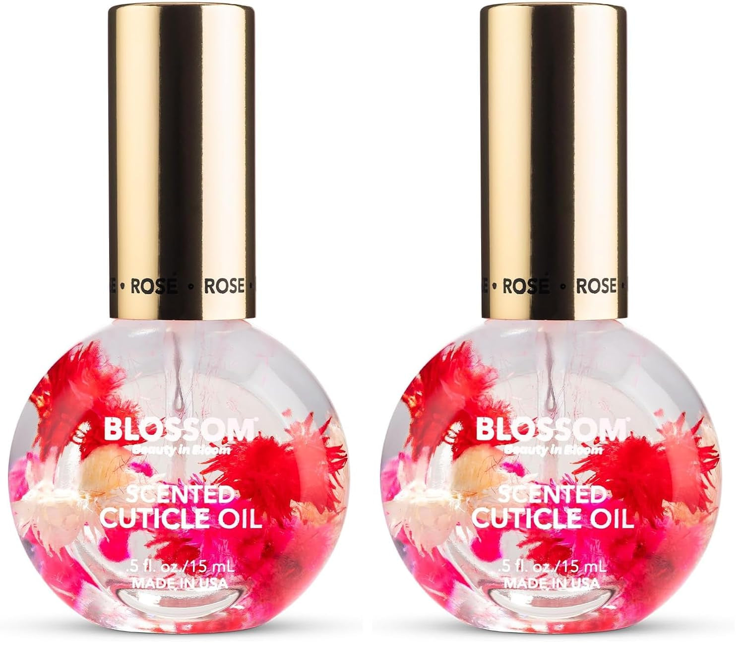 Cuticle Oil for Nails, Infused with Real Flowers, Rose, 0.5 Fl. Oz