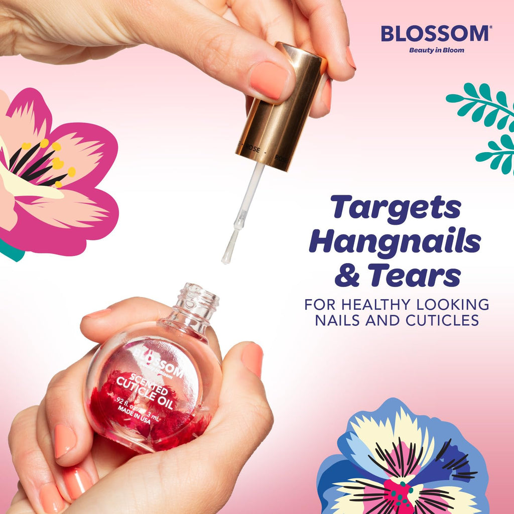 Cuticle Oil for Nails, Infused with Real Flowers, Rose, 0.5 Fl. Oz