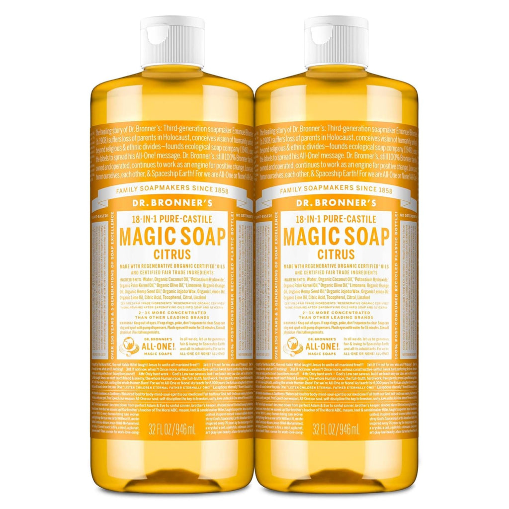 Citrus Pure-Castile Liquid Soap, Body Wash, 32 Oz 2-Pack